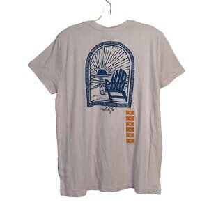 Reel Life Womens Tee T Shirt Size Small Short Sleeve Beach Summer Pink Graphic